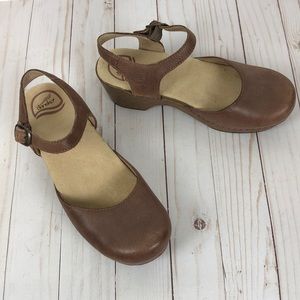 Dansko Sam Strap Buckle Mary Jane Leather Sandals Clogs 38